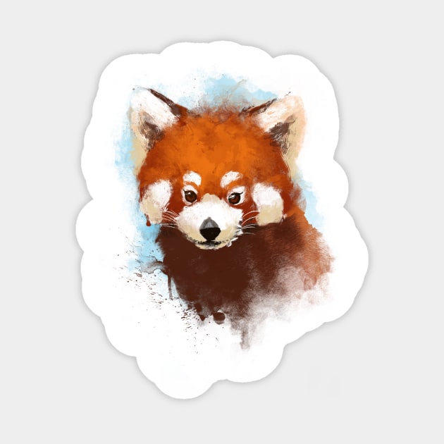 Red panda Ink Illustration - Fluffy Cute Animal - Nature Forest Sticker by BlancaVidal